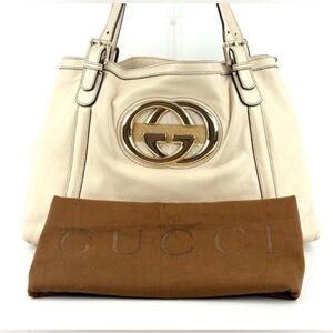 Gucci White Dialux Britt Tote Bag